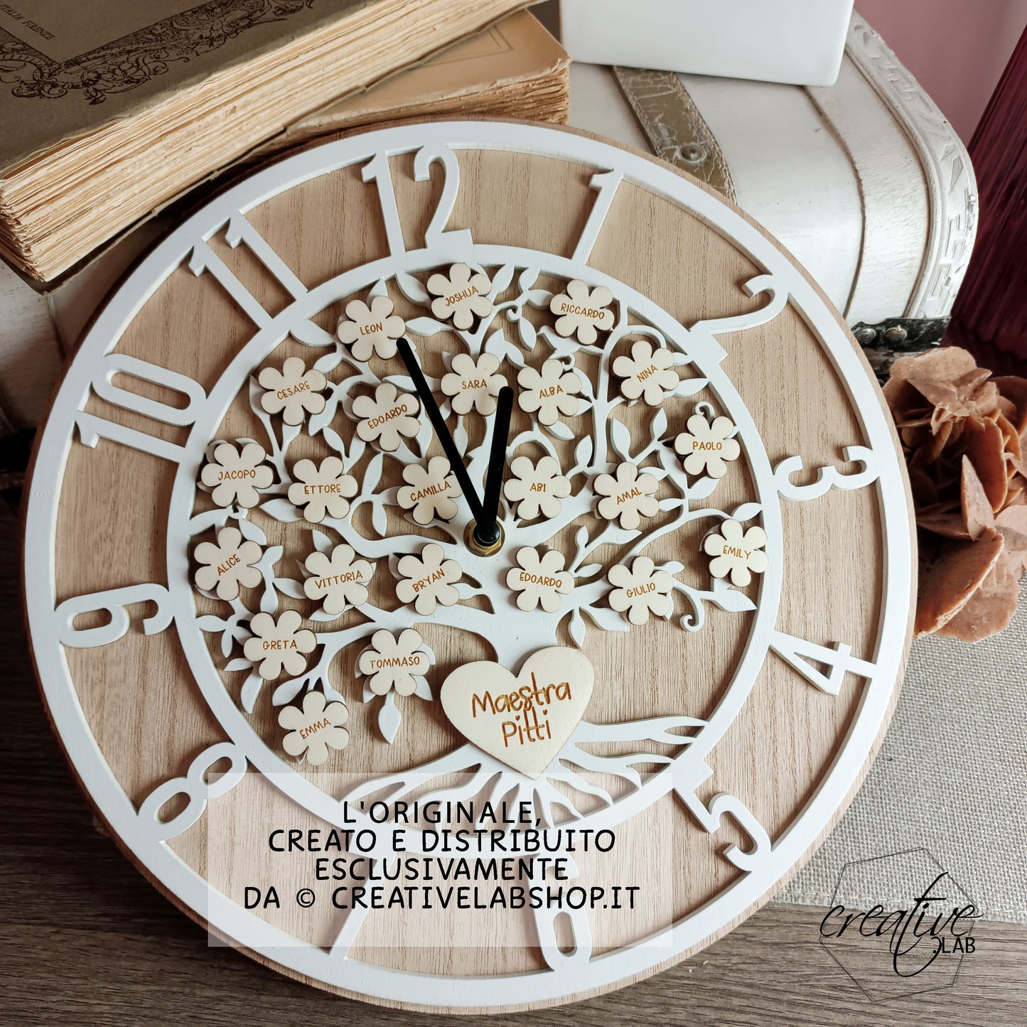 Orologio da parete per le insegnanti con fiori