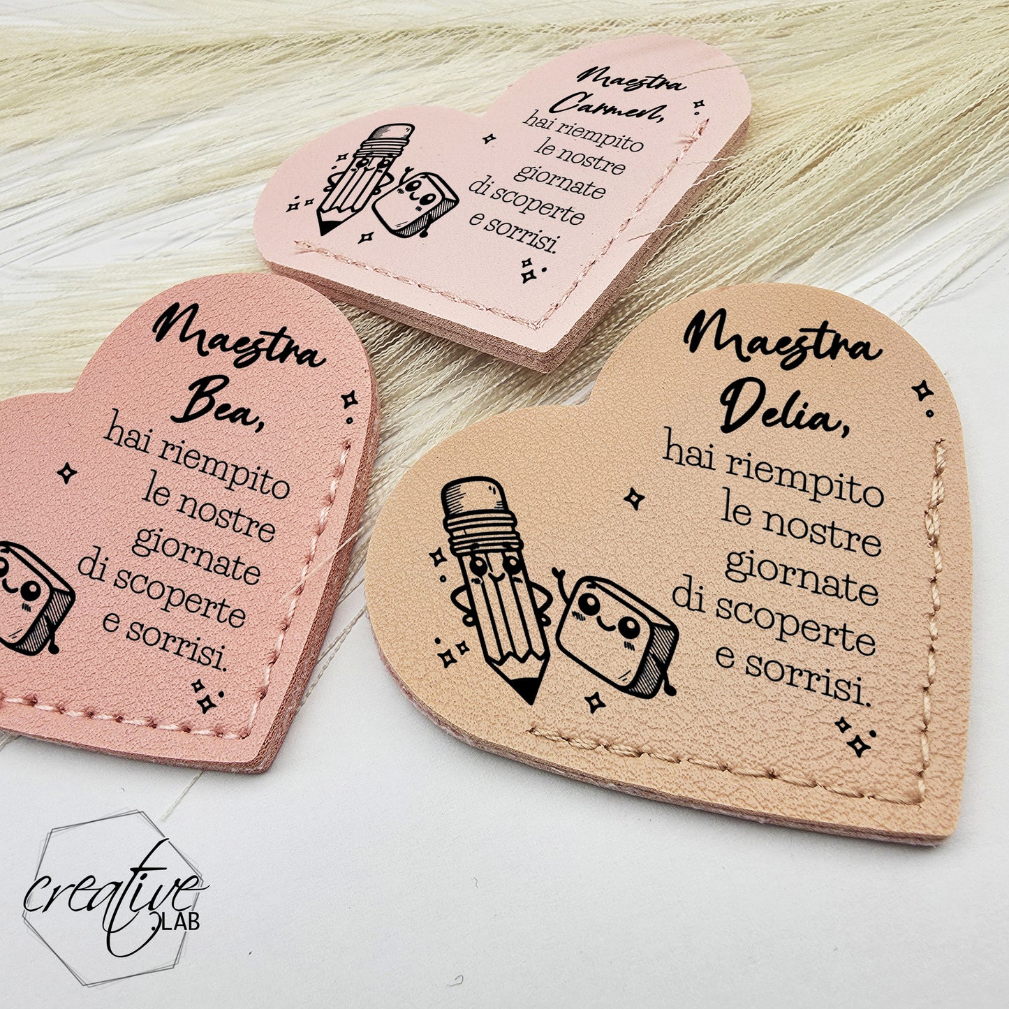 Segnalibro a cuore in ecopelle per insegnante