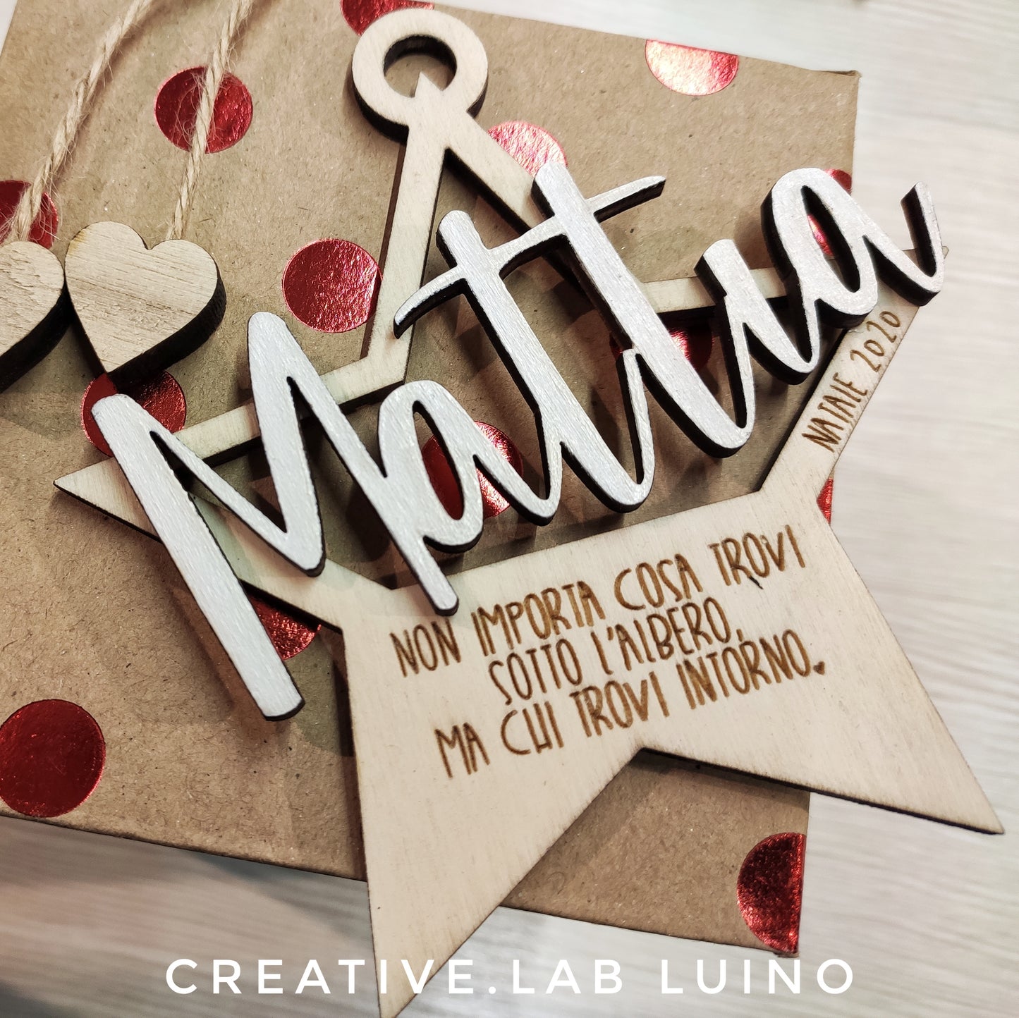 Decorazione Natalizia Personalizzabile a stella con nome e dedica