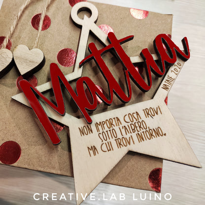 Decorazione Natalizia Personalizzabile a stella con nome e dedica