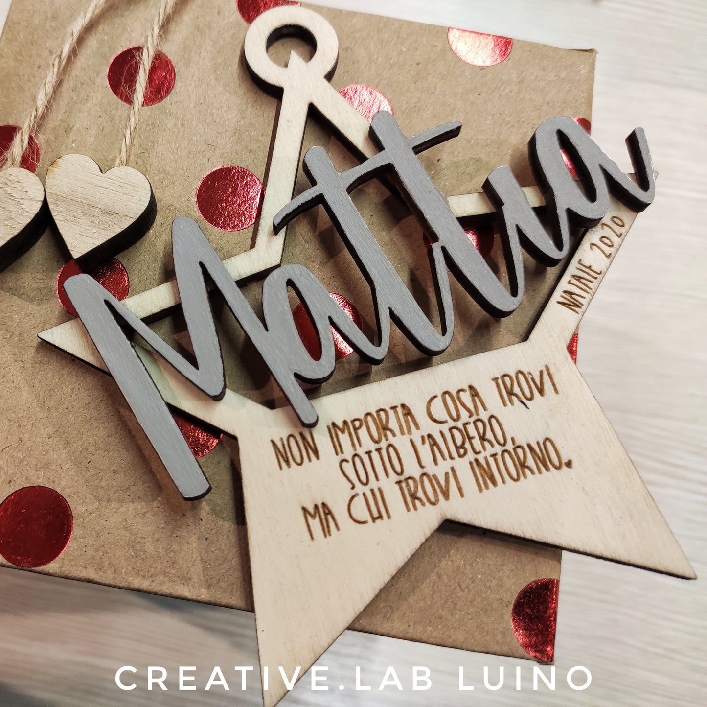 Decorazione Natalizia Personalizzabile a stella con nome e dedica