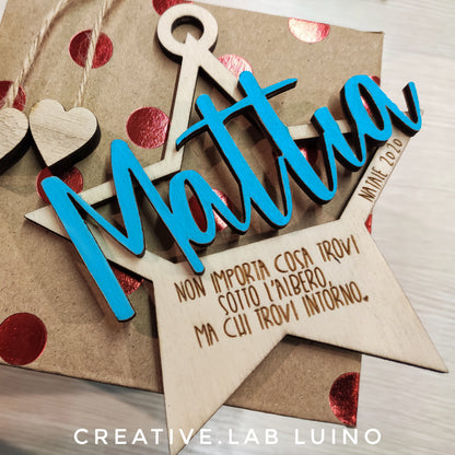 Decorazione Natalizia Personalizzabile a stella con nome e dedica