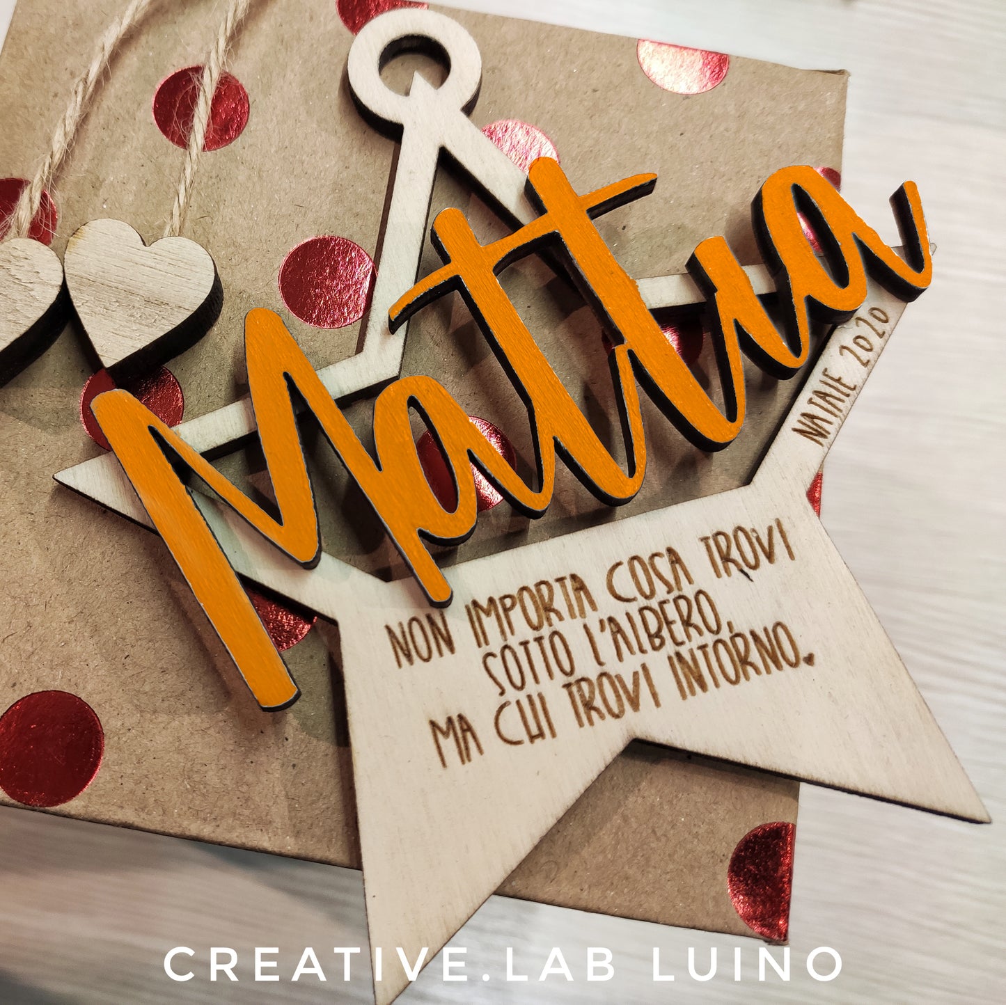 Decorazione Natalizia Personalizzabile a stella con nome e dedica