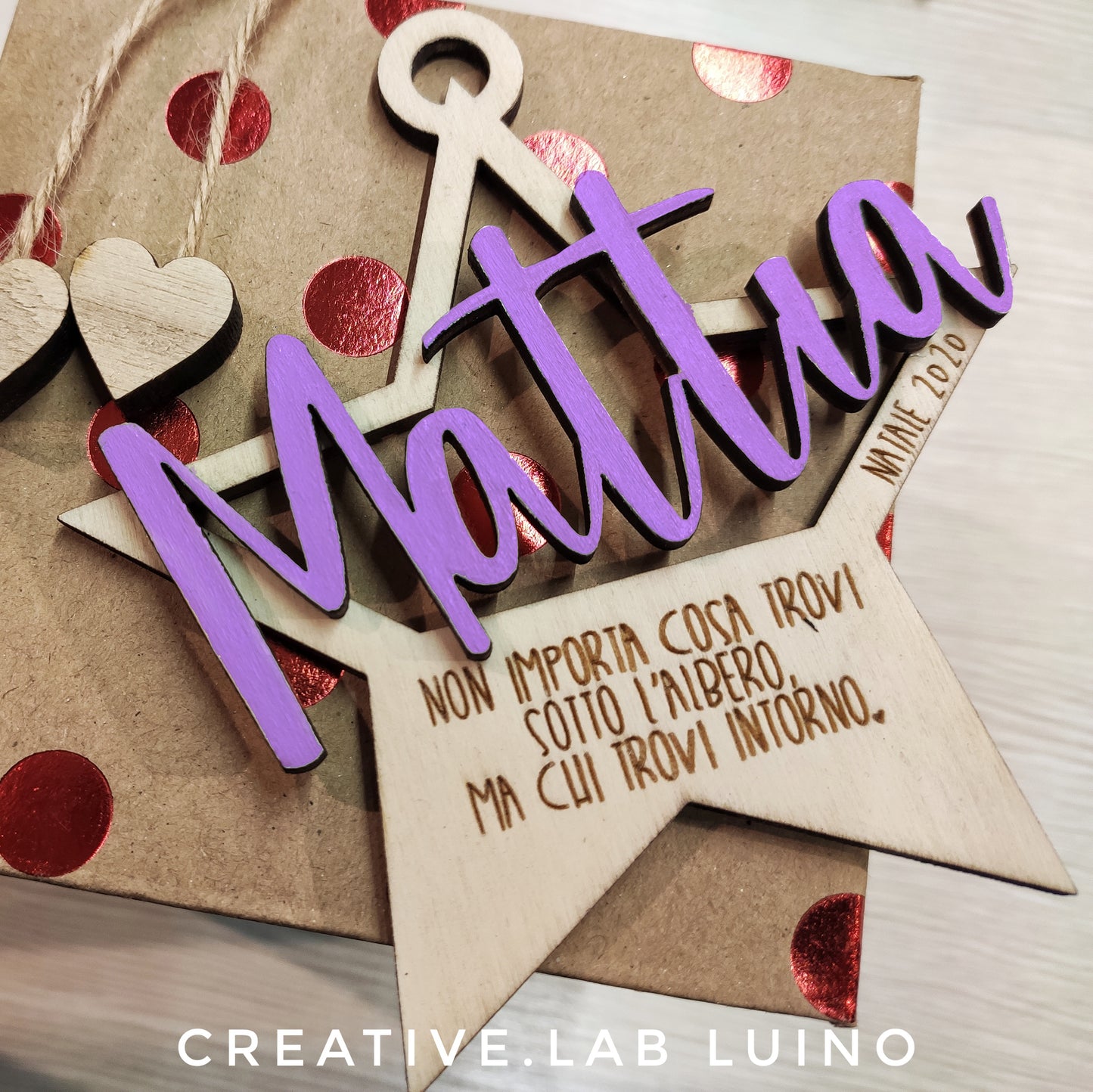 Decorazione Natalizia Personalizzabile a stella con nome e dedica