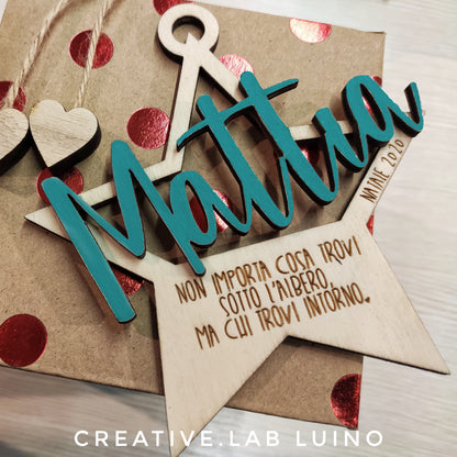 Decorazione Natalizia Personalizzabile a stella con nome e dedica