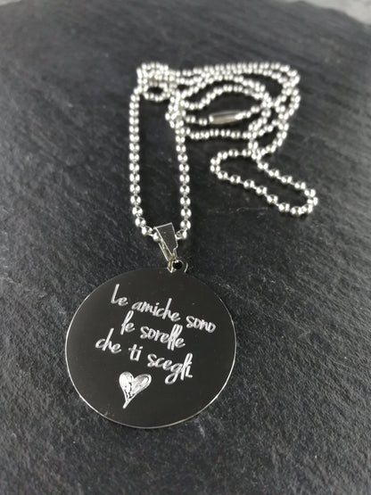Ciondolo tondo personalizzabile con collarino (B10)