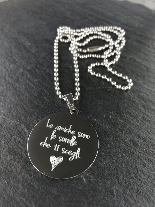 Ciondolo tondo personalizzabile con collarino (B10)