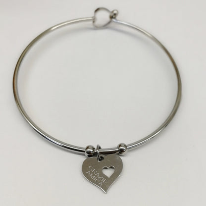 Bracciale rigido con ciondolo personalizzabile a cuore (G13+A25)