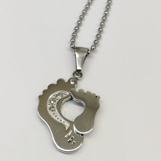 Ciondolo piedini con strass personalizzabile con collarino (B9)