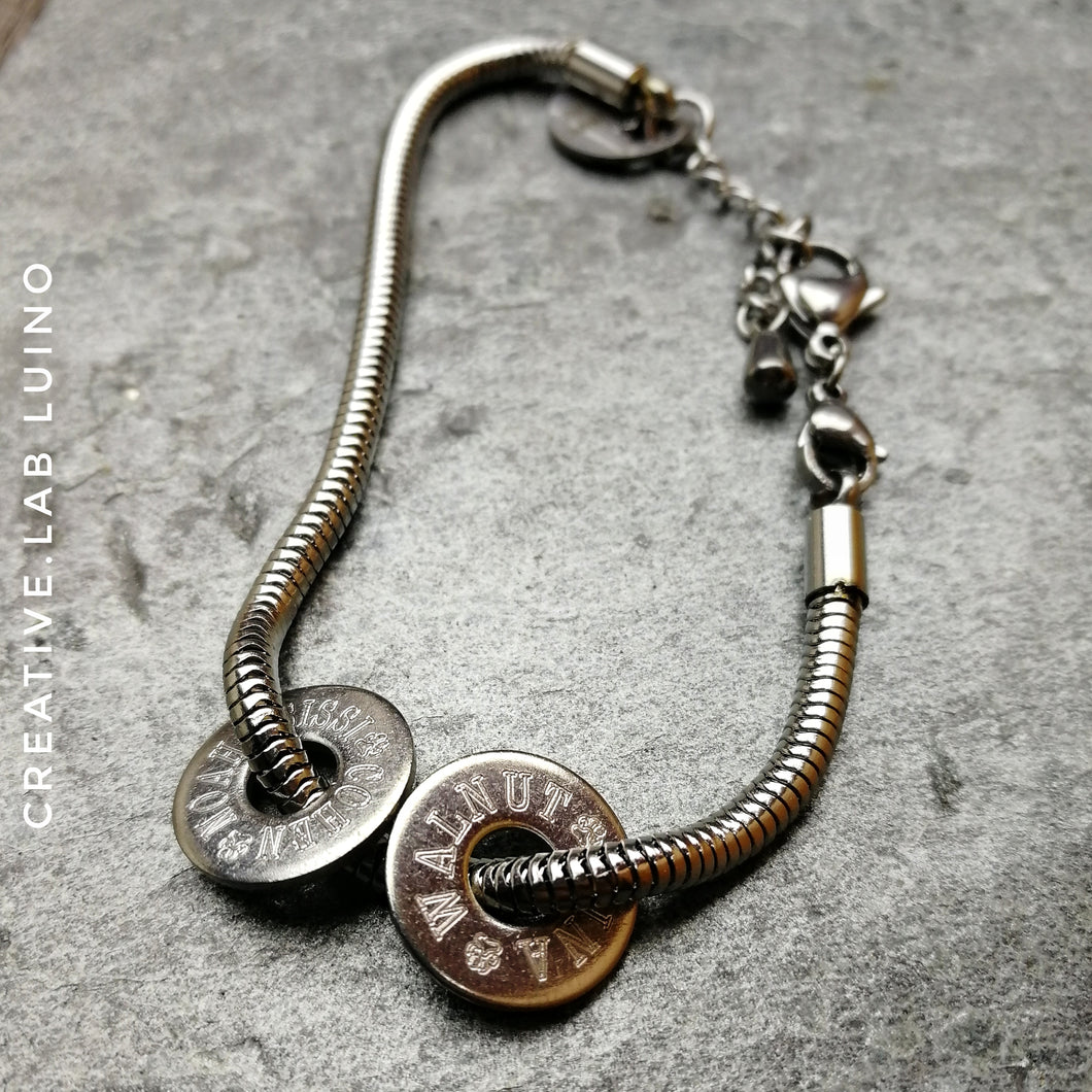 Rondelle in acciaio personalizzabili su bracciale snake (G4+rond)