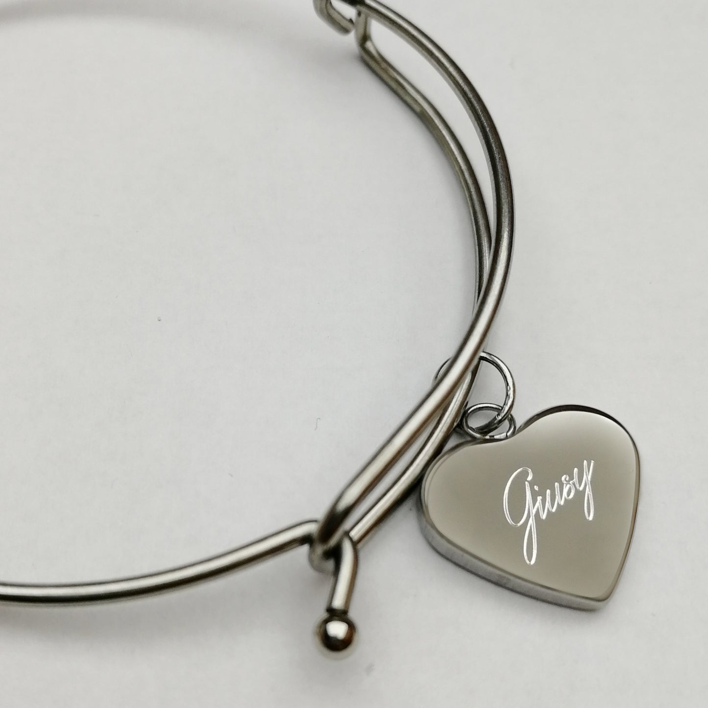 Bracciale rigido doppio e ciondolo personalizzabile a cuore (G14+A21)