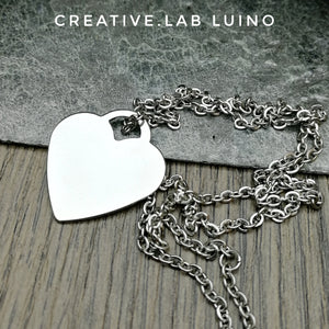 Ciondolo cuore personalizzabile con catenina in acciaio fine (A4+D2)