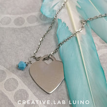 Carica l&#39;immagine nel visualizzatore di Gallery, Ciondolo cuore personalizzabile con catenina in acciaio fine e Swarovski (A4+D2+SW)