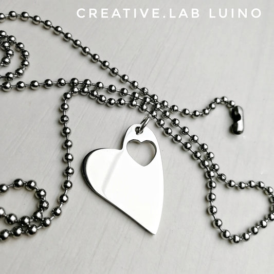 Ciondolo cuore personalizzabile con catenina a pallini (B29+D8)