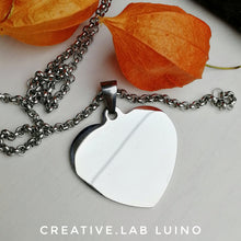 Carica l&#39;immagine nel visualizzatore di Gallery, Ciondolo a cuore personalizzato con catenina in acciaio (C9+D2)