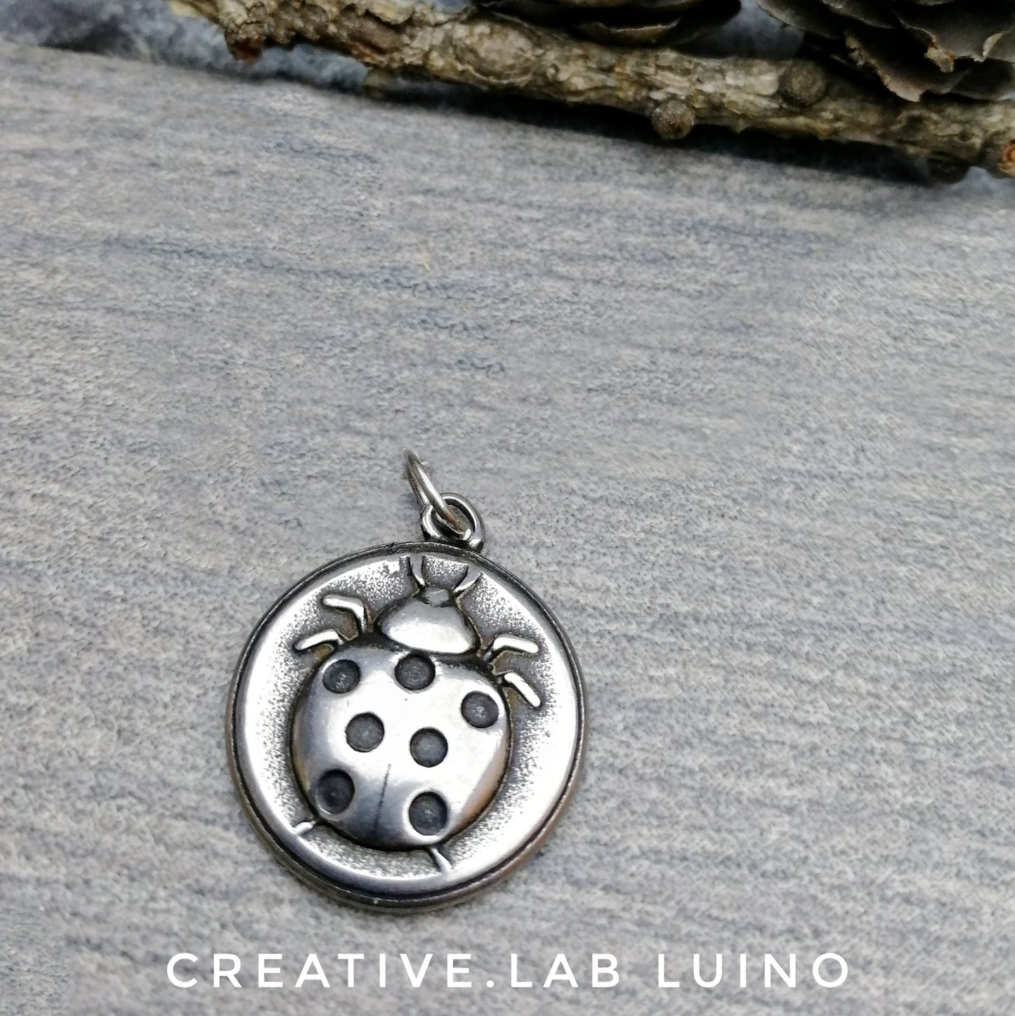 Ciondolo portafortuna coccinella personalizzato con collarino (A33)