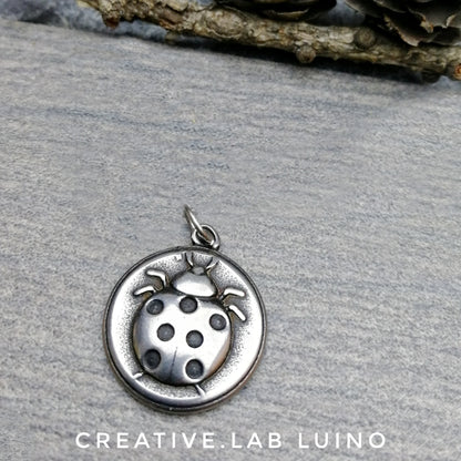 Ciondolo portafortuna coccinella personalizzato con collarino (A33)
