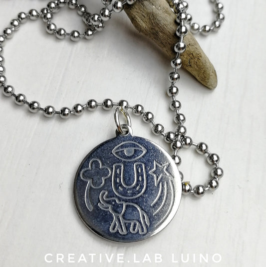 Ciondolo portafortuna personalizzabile con collarino (B39)