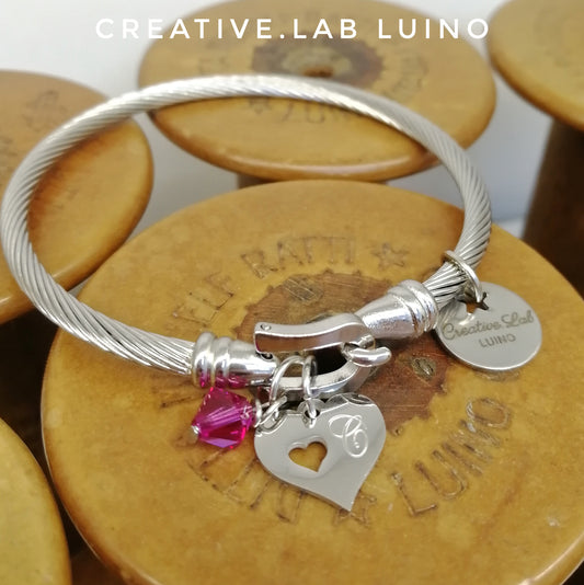 Bracciale e ciondolo personalizzabile a cuore con Swarovski (G21+A25+SW)