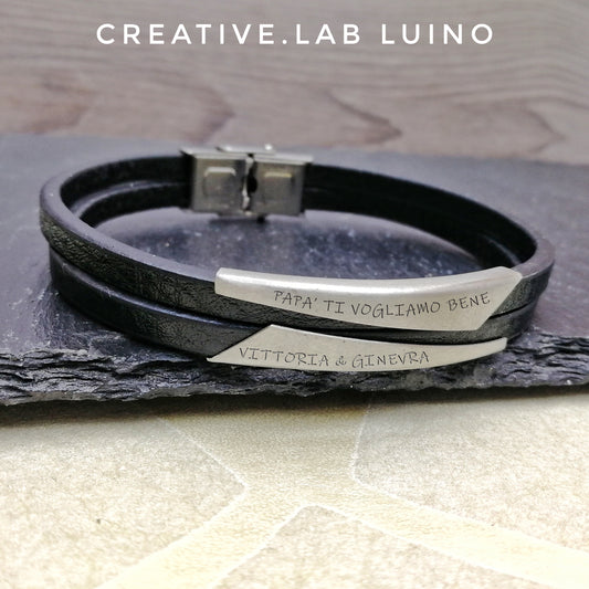 Bracciale da uomo in ecopelle personalizzabile (G67)