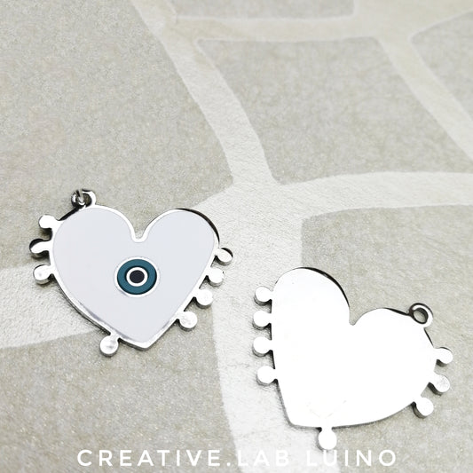 Ciondolo cuore Evil Eye personalizzabile (B7B)