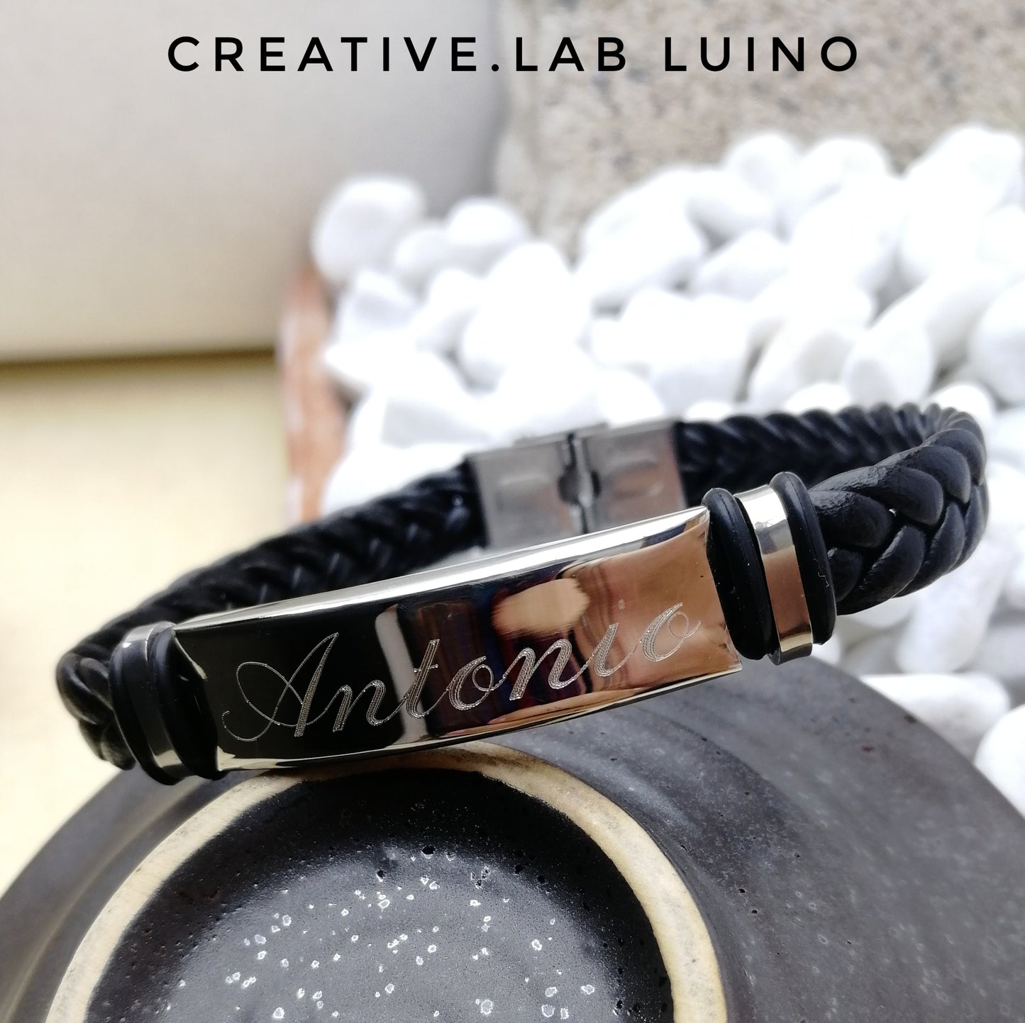 Bracciale da uomo in ecopelle, personalizzabile (G29)