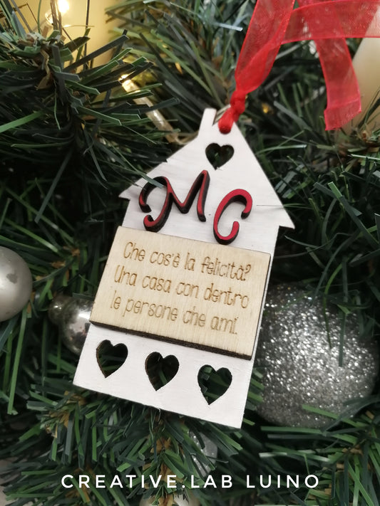 Decorazione Natalizia Personalizzabile casetta con iniziali famiglia