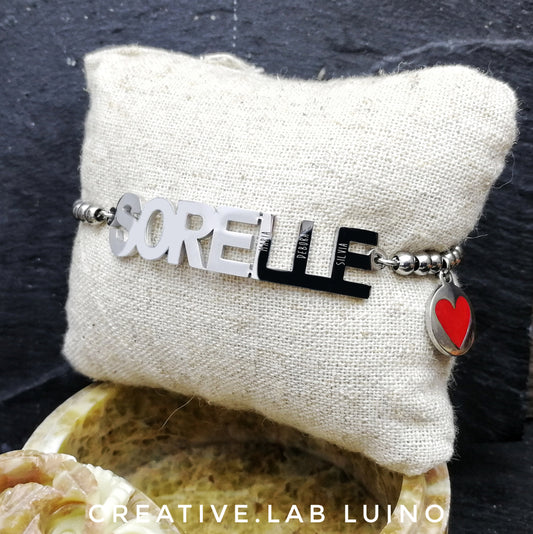 Bracciale Sorelle acciaio con ciondolo cuore