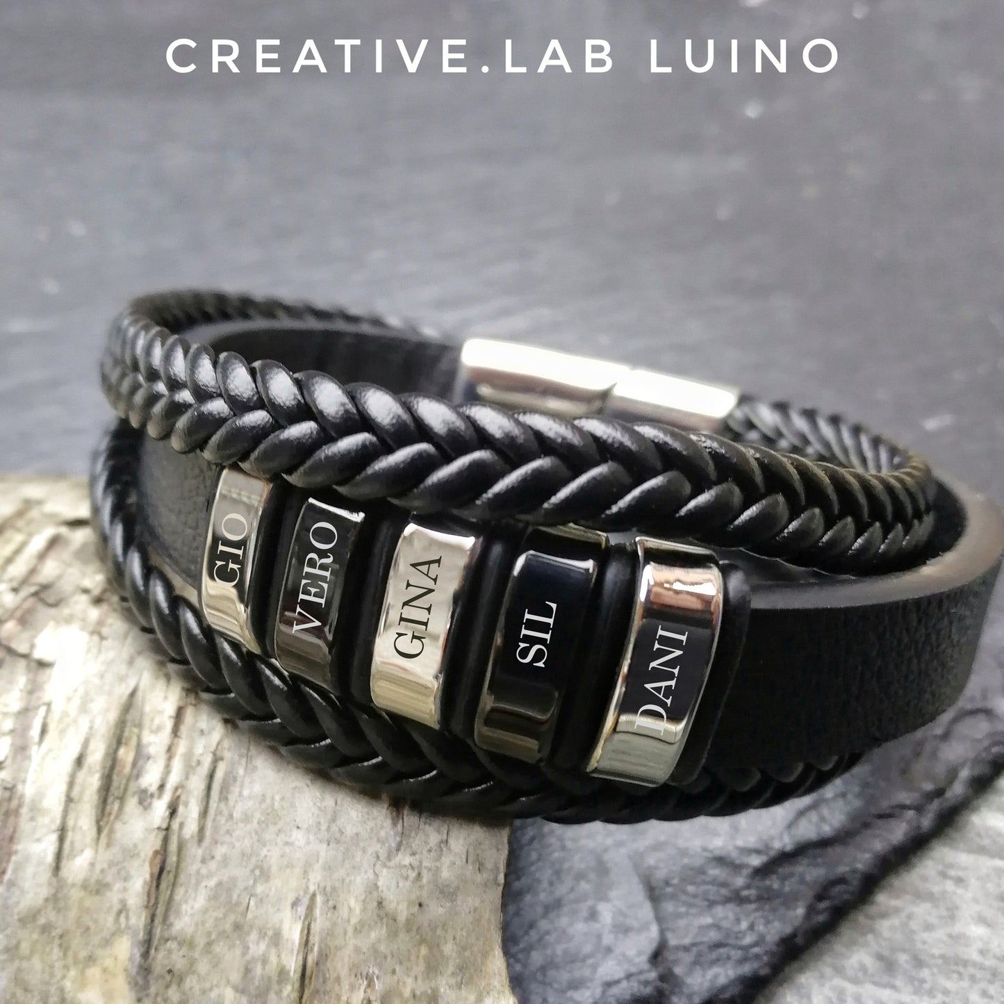 Bracciale da uomo in ecopelle personalizzabile (G90)