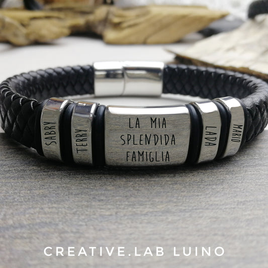 Bracciale da uomo in ecopelle personalizzabile (G96)