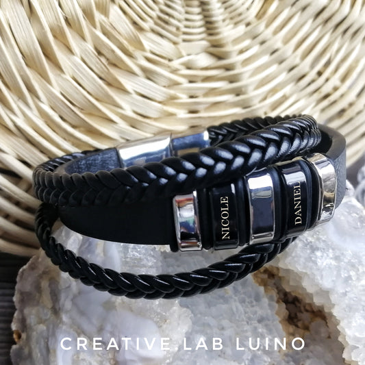 Bracciale da uomo in ecopelle personalizzabile (G90)