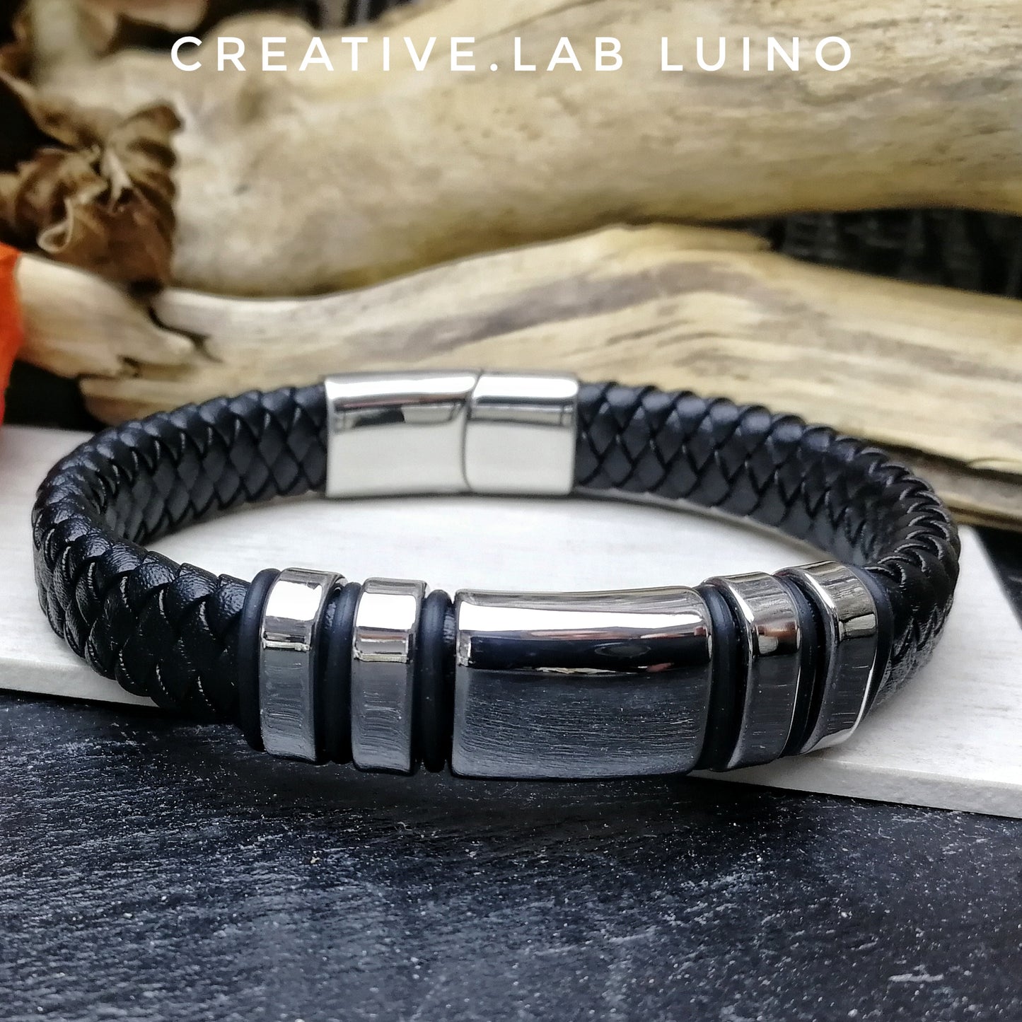 Bracciale da uomo in ecopelle personalizzabile (G96)