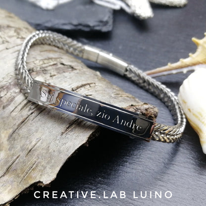 Bracciale da uomo in acciaio personalizzabile (G101)