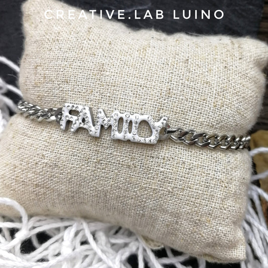 Bracciale Family in acciaio con strass (M17C)