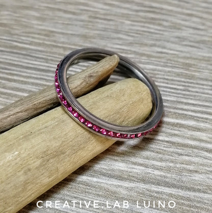 Anello strass rosa