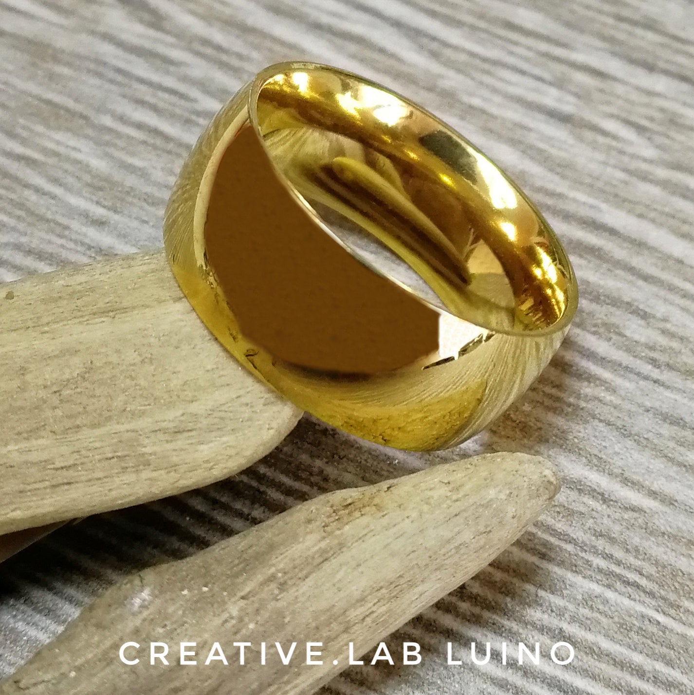 Anello acciaio oro fedina da personalizzare