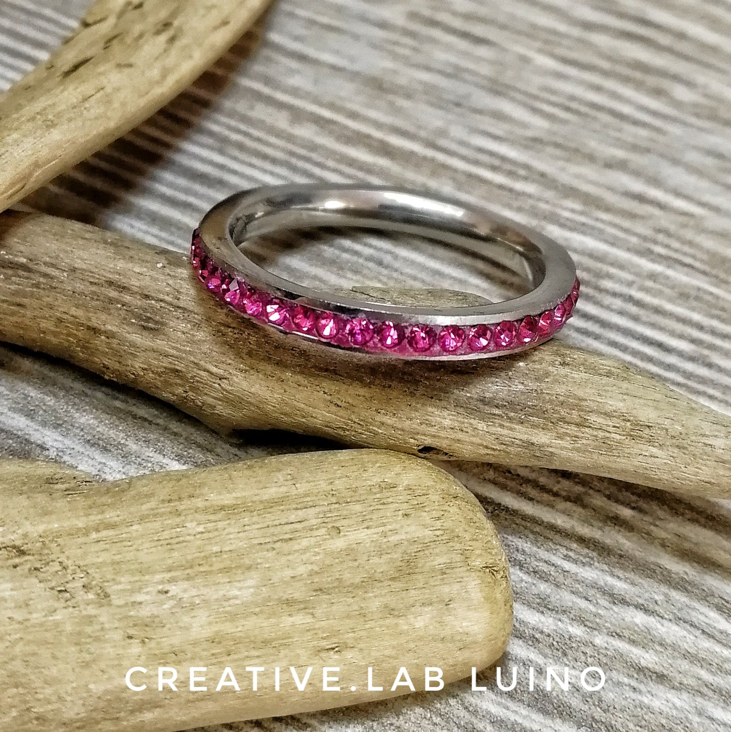 Anello strass rosa