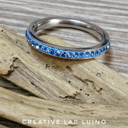 Anello strass azzurri