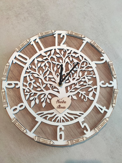 Orologio da parete per le insegnanti con matite legno