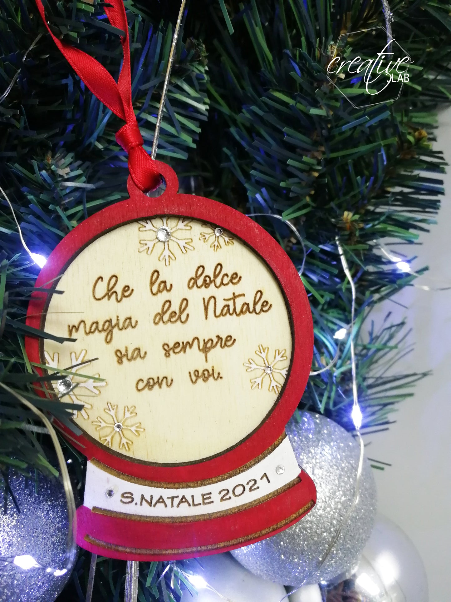 Decorazione Natalizia pallina di neve con frase personalizzabile