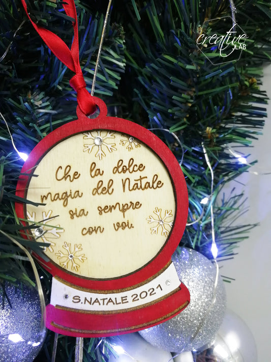 Decorazione Natalizia pallina di neve con frase personalizzabile