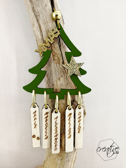 Decorazione Natalizia albero con nomi della famiglia