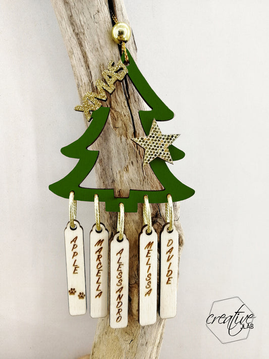 Decorazione Natalizia albero con nomi della famiglia