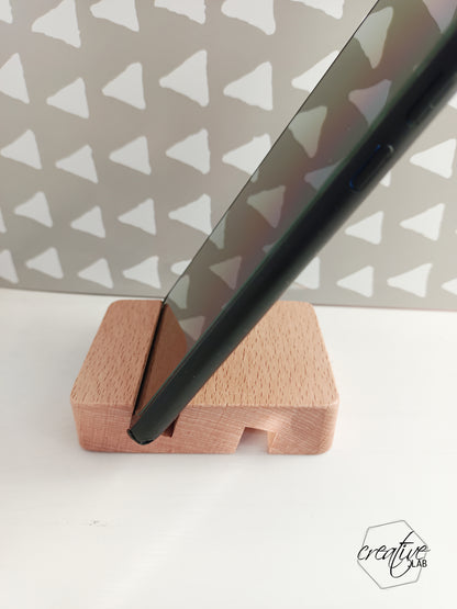 Porta smartphone in legno, personalizzabile con iniziale e nome