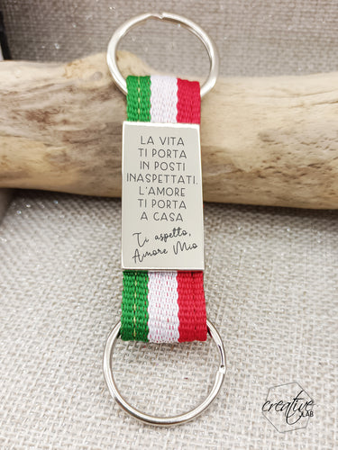 Portachiavi con strap bandiera Italiana personalizzabile (R40)