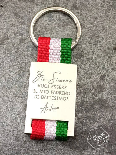 Portachiavi con strap bandiera Italiana personalizzabile (R39)