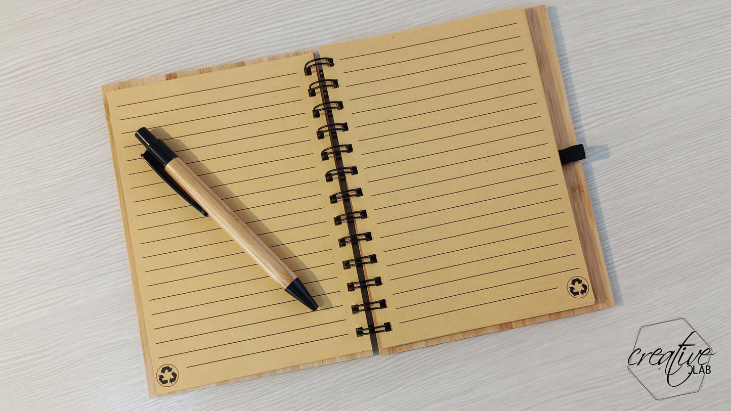 Notes e penna di bamboo, personalizzabile, per maestri di italiano
