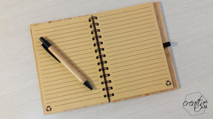 Notes e penna di bamboo, personalizzabile, per maestri di italiano