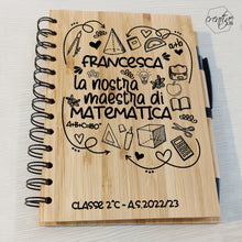 Carica l&#39;immagine nel visualizzatore di Gallery, Notes e penna di bamboo, personalizzabile, per maestri di matematica