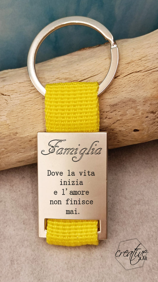 Portachiavi con strap giallo, personalizzabile (R60)